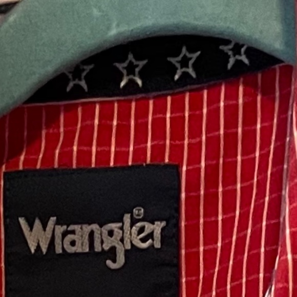 Wrangler Western Wear National Patriot Rodeo Shirt, long sleeve button down, red - Picture 8 of 11